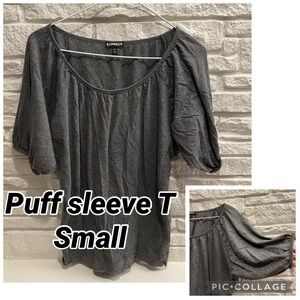 Express flowy gray Short puff Sleeve Top small